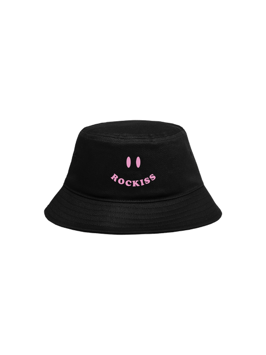 BLACK SMILEY BUCKET HAT